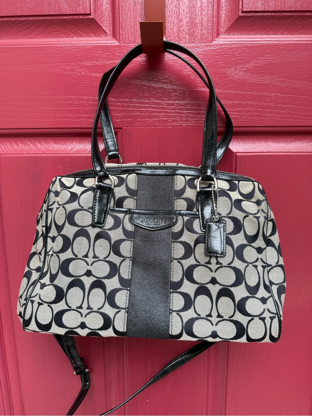 Coach Monogram Pattern Signature Nancy Satchel
